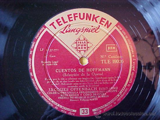 Discos de pizarra: antiguo disco cuentos de Hoffmann Telefunken - Foto 2