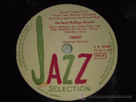 Discos de pizarra: THE GERRY MULLIGAN QUARTET with CHET BAKER ( CARSON CITY STAGE - CHERRY ) JAZZ SELECTION* - Foto 3