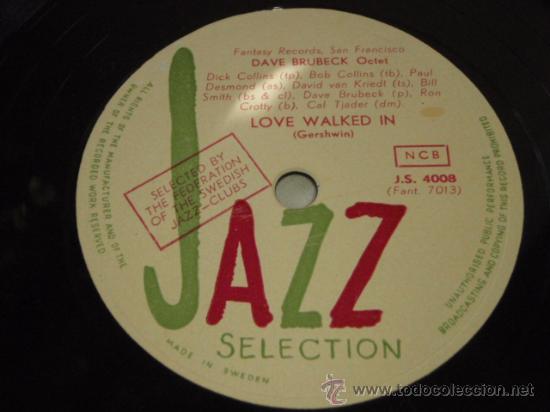 Discos de pizarra: DAVE BRUBECK OCTET ( LETS FALL IN LOVE - LOVE WALKED IN ) JAZZ SELECTION* - Foto 2