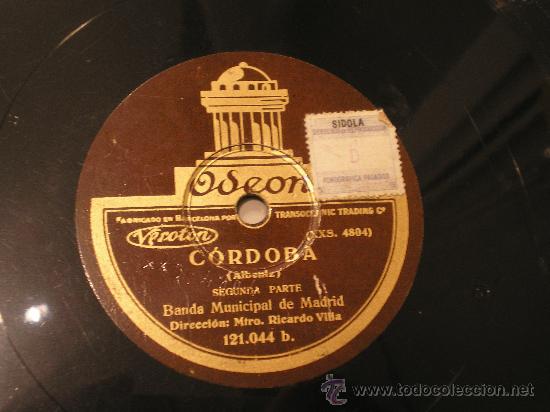 Discos de pizarra: BANDA MUNICIPAL DE MADRID: C&Oacute;RDOBA - Foto 1