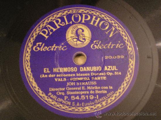 Discos de pizarra: JOH STRAUSS: EL HERMOSO DANUBIO AZUL 1&ordf; Y 2&ordf; PARTE - Foto 1