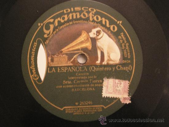 Discos de pizarra: CARMEN FLORES: LA ESPA&Ntilde;OLA / CHULAPONA - Foto 1