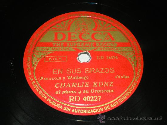 Discos de pizarra: CHARLIE KUNZ: EN SUS BRAZOS / DOMINO - Foto 1