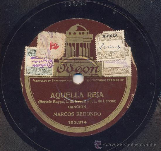 Discos de pizarra: MARCOS REDONDO: AQUELLA REJA + NOCHES DE SIBUR - Foto 1