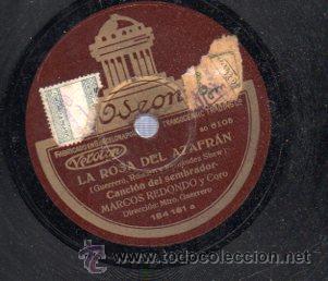 Discos de pizarra: DISCO DE PIZARRA, LA ROSA DEL AZAFR&Aacute;N, MARCOS REDONDO Y CORO - Foto 1