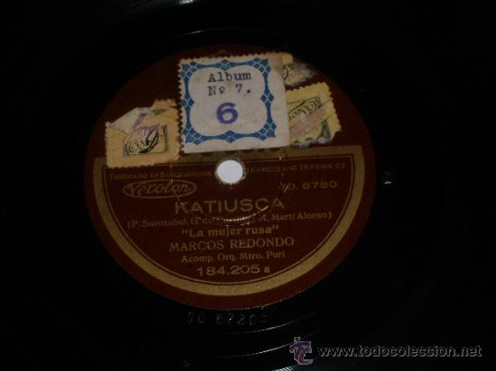 Discos de pizarra: 78 rpm KATIUSKA Calor de nido Marcos Redondo ODEON - Foto 1