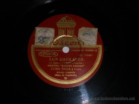 Discos de pizarra: 78 rpm los GAVILANES Cora Raga y Coro ODEON E. Vendrel - Foto 1