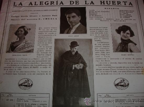 Discos de pizarra: F. CHUECA LA ALEGRIA DE LA HUERTA - Foto 2