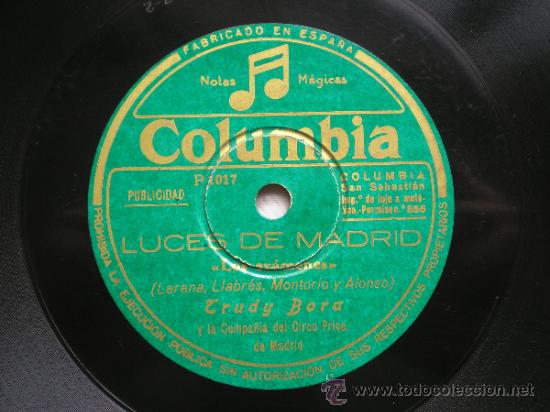 Discos de pizarra: TRUDY BORA: LUCES DE MADRID (Los ex&aacute;menes) - Foto 1