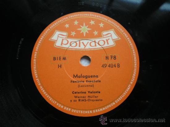 Discos de pizarra: CATERINA VALENTE: MALAGUENA / EL MOSQUITO - Foto 1