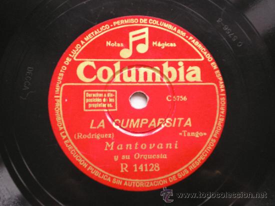 Discos de pizarra: MANTOVANI: LA CUMPARSITA / CELOS - Foto 1