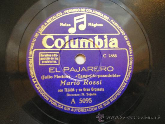 Discos de pizarra: MARIO ROSSI: EL PAJARERO / LISBOA ANTIGA - Foto 1