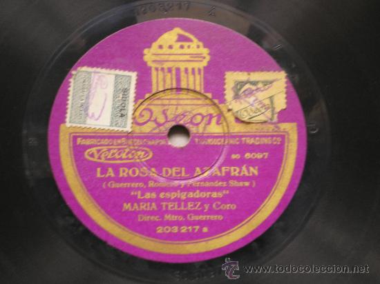 Discos de pizarra: ELADIO CUEVAS / MARIA TELLEZ: LA ROSA DEL AZAFR&Aacute;N - Foto 1