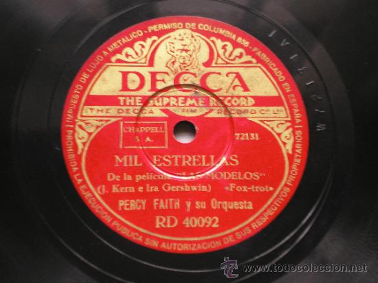 Discos de pizarra: PERCY FAITH: MIL ESTRELLAS / TE QUIERO - Foto 1