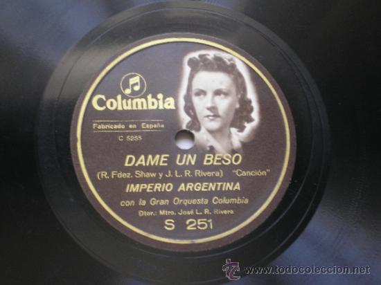 Discos de pizarra: IMPERIO ARGENTINA: DAME UN BESO / PARA TI... - Foto 1