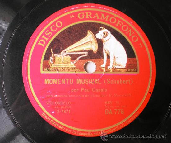 Discos de pizarra: PAU CASALS: MOMENTO MUSICAL / LE CYGNE. - Foto 1