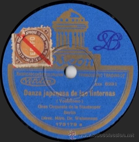 Discos de pizarra: Gran Orquesta De La Staatsoper - Danza Japonesa De Las Linternas - Pizarra 12 Odeon - Foto 1