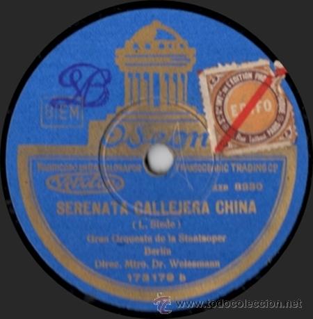 Discos de pizarra: Gran Orquesta De La Staatsoper - Danza Japonesa De Las Linternas - Pizarra 12 Odeon - Foto 2