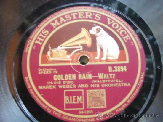 Discos de pizarra: MAREK WEBER & HIS ORCHESTRA  ( FAUST - GOLDEN RAIN ) VALS   ENGLAND  HMV - Foto 1