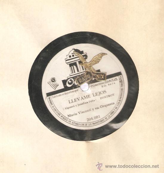 Discos de pizarra: MARIO VISCONTI Y SU ORQUESTA : CORAZON CORAZON + LLEVAME LEJOS - Foto 1