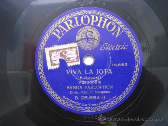 Discos de pizarra: Disco Gramofono. Viva la Jota y Espa&ntilde;a ca&ntilde;&iacute;. Pasodoble - Foto 1