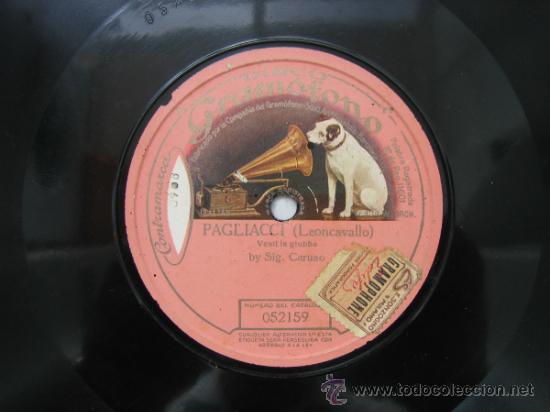 Discos de pizarra: Disco Gramofono. Pagliacci por Leoncavallo - Foto 1
