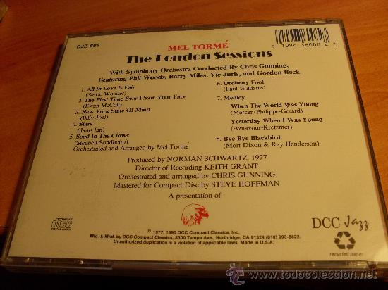 Discos de pizarra: MEL TORME ( THE LONDON SESSIONS) CD USA 1990 (CDIB24) - Foto 2