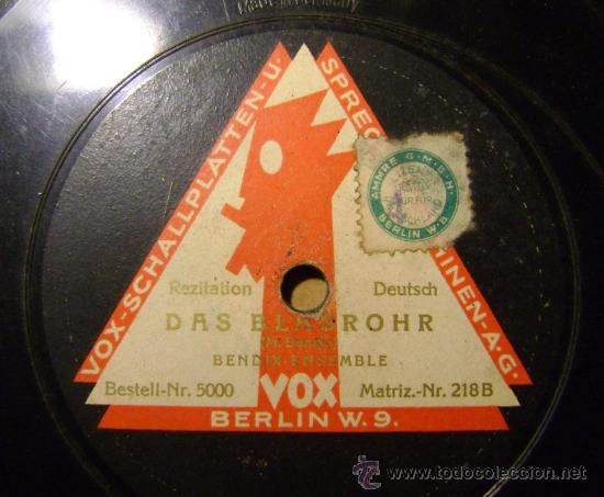 Discos de pizarra: DISCO GRAMOFONO - BEMBIX ENSEMBLE / DAS BLASRHOR VOX BERLIN - Foto 1