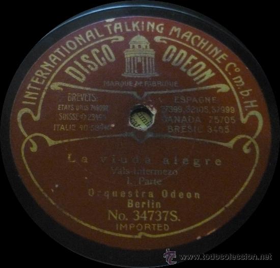 Discos de pizarra: Orquesta Odeon Berl&iacute;n - La Viuda Alegre - Pizarra Disco Odeon - N&ordm; 34737S / 34743S - Foto 2