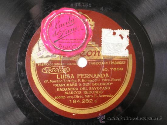 Discos de pizarra: MARCOS REDONDO: LUISA FERNANDA. - Foto 1