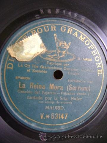 Discos de pizarra: Disco de pizarra Gramophone. La reina mora, Soler. - Foto 1