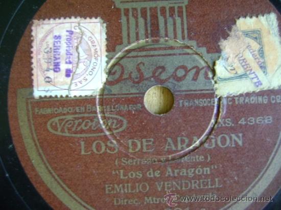 Discos de pizarra: Disco de pizarra Ode&oacute;n 121001. Emilio Vendrell, Los de Arag&oacute;n. - Foto 1