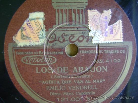 Discos de pizarra: Disco de pizarra Ode&oacute;n 121001. Emilio Vendrell, Los de Arag&oacute;n. - Foto 4