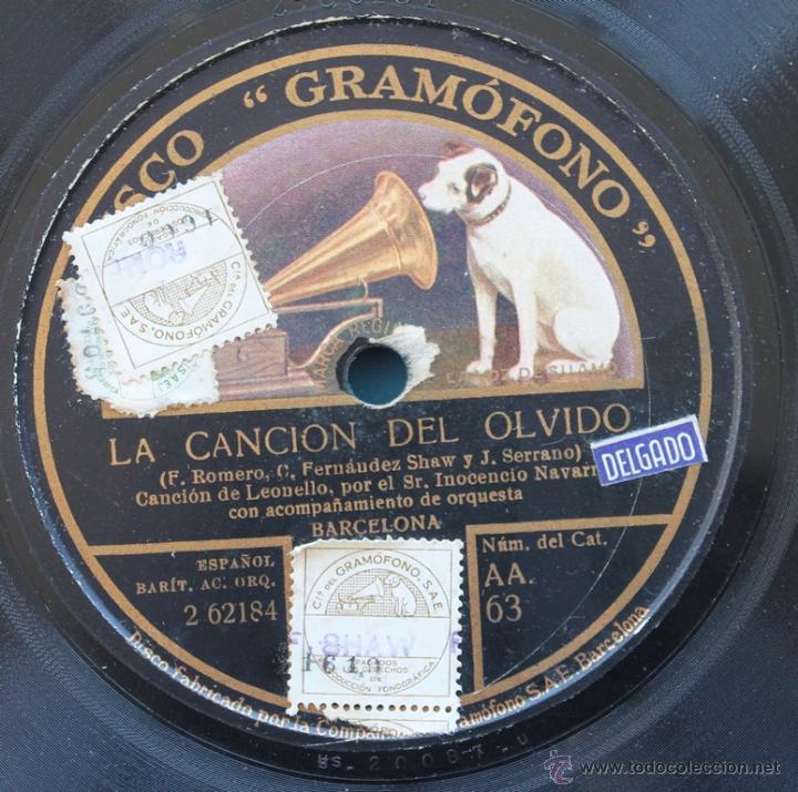 Discos de pizarra: DISCO DE GRAMOFONO ESPA&Ntilde;OL: LA CANCION DEL OLVIDO - EL CARRO DEL SOL - Foto 4