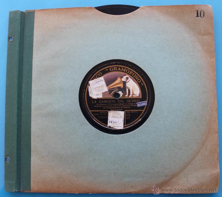 Discos de pizarra: DISCO DE GRAMOFONO ESPA&Ntilde;OL: LA CANCION DEL OLVIDO - EL CARRO DEL SOL - Foto 5