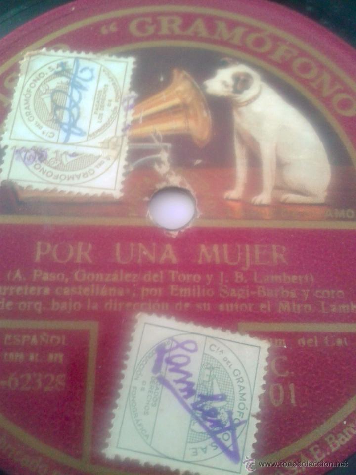 Discos de pizarra: DISCO DE GRAMOFONO DE POR UNA MUJER - Foto 1