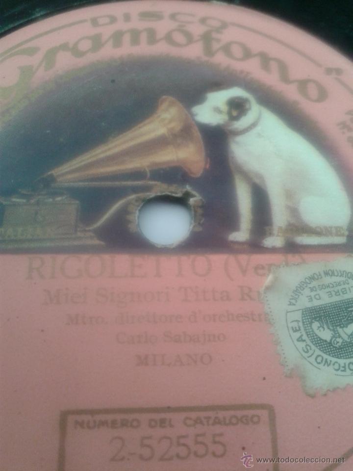 Discos de pizarra: DISCO GRAMOFONO- RIGOLETTO-( VERDI ) - Foto 1