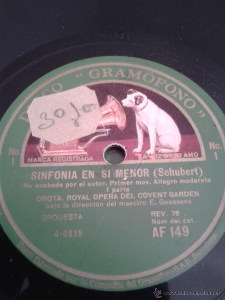 Discos de pizarra: DISCO GRAMOFONO N&ordm; 1 SINFONIA EN SI MENOR -( SCHUBERT-) - Foto 1