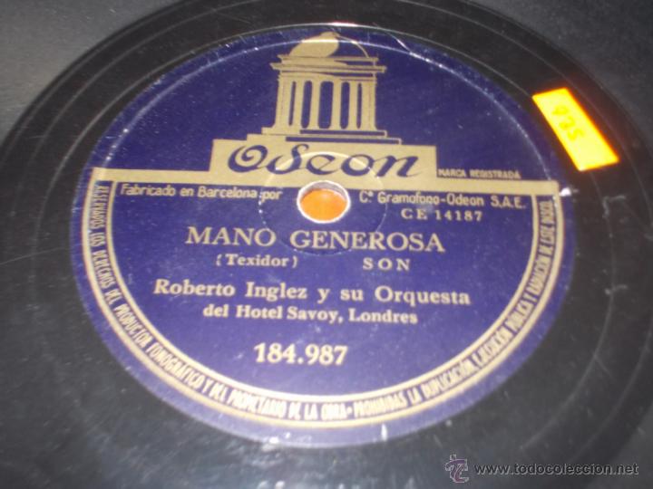Discos de pizarra: Disco Odeon Mano generosa y distancia - Foto 4