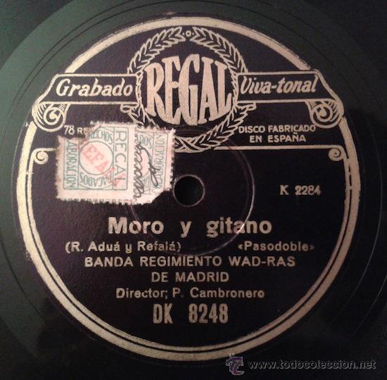 Discos de pizarra: Banda Regimiento Wad-Ras de Madrid - Moro y Gitano (Pasodoble) / La Telesfora (Java) - Foto 1