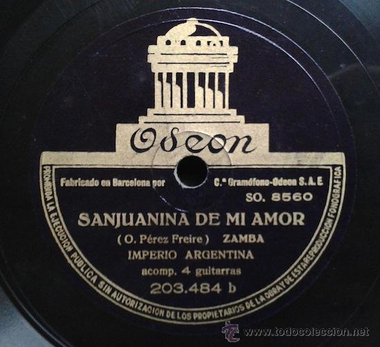 Discos de pizarra: Imperio Argentina - Bodegon en ruinas / Sanjuanina de mi amor - Foto 2