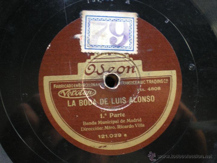 Discos de pizarra: PZARRA / LA BODA DE LUIS ALONSO 30CM 121.029 ODEON pepeto - Foto 3