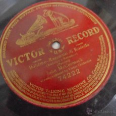 Discos de pizarra: VICTOR RECORD, ITALIAN TENOR, BOHÉME- RACCONTO DI RODOLFO. Lote 42458124
