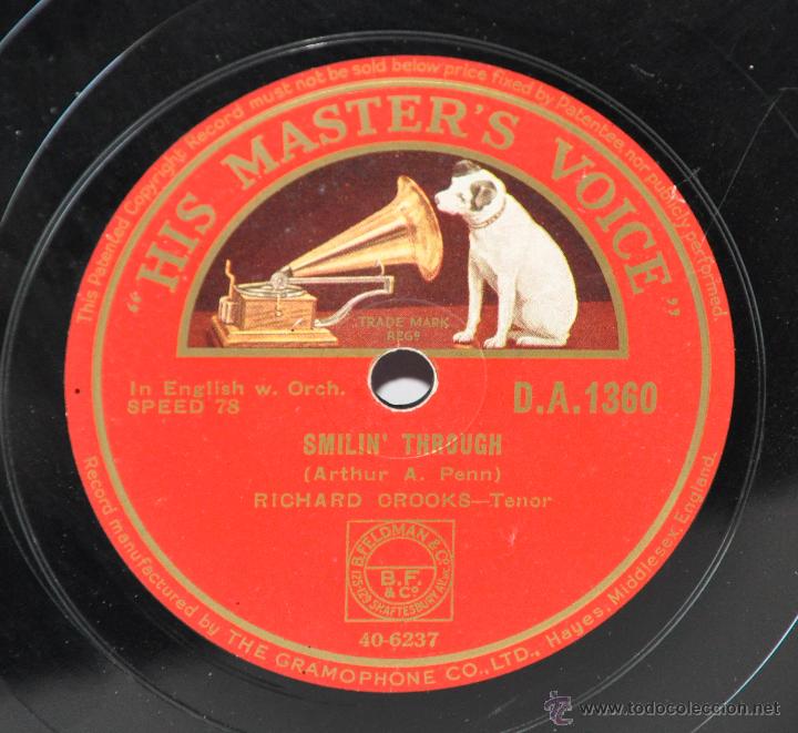 Discos de pizarra: Disco Gram&oacute;fono. Richard Crooks. Tenor. N&ordm; 65 - Foto 3