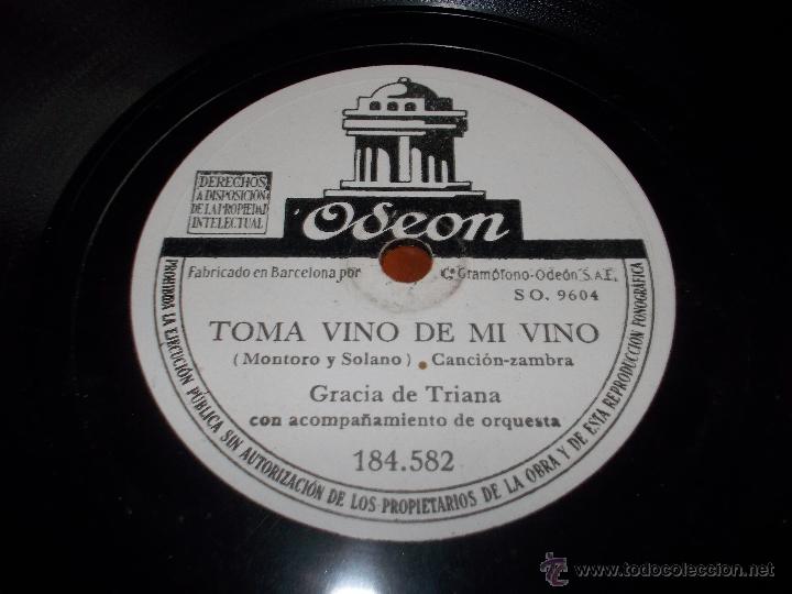 Discos de pizarra: Toma vino de mi vino disco odeon 184582 - Foto 3