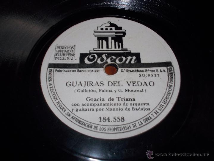Discos de pizarra: Guajiras del vedao disco odeon N&ordm; 184558 - Foto 3