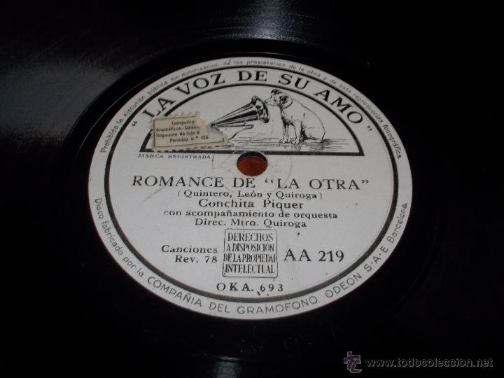 Discos de pizarra: Romance de la otra disco la voz de su amo AA219 - Foto 3