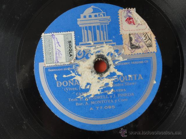 Discos de pizarra: DISCO DE PIZARRA ODEON. DO&Ntilde;A FRANCISQUITA. - Foto 3