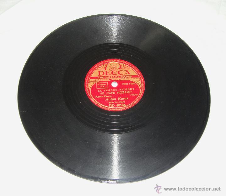 Discos de pizarra: Disco de Pizarra. Decca. Anton Karas. Harry Lime - El Cafe Mozart. - Foto 1