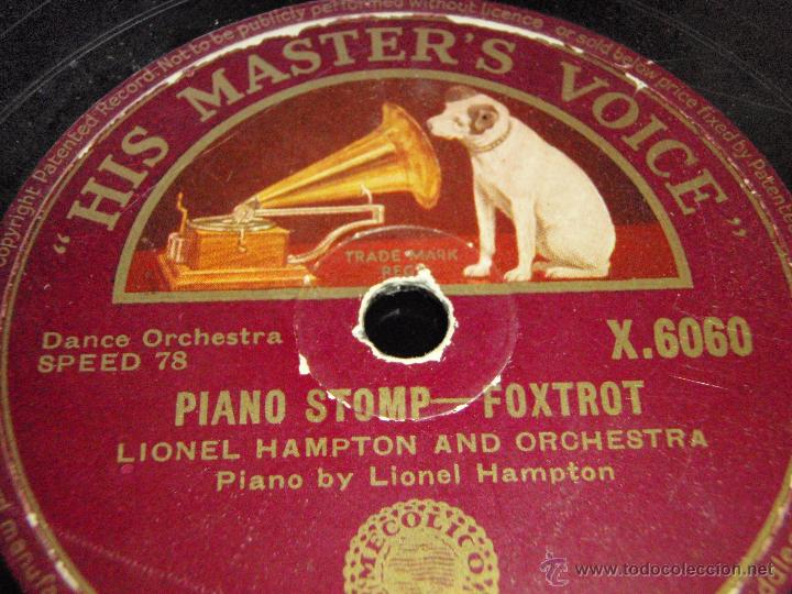Discos de pizarra: LIONEL HAMPTON & ORCHESTRA ( DRUMP STOMP - PIANO STOMP ) ENGLAND HMV - Foto 2